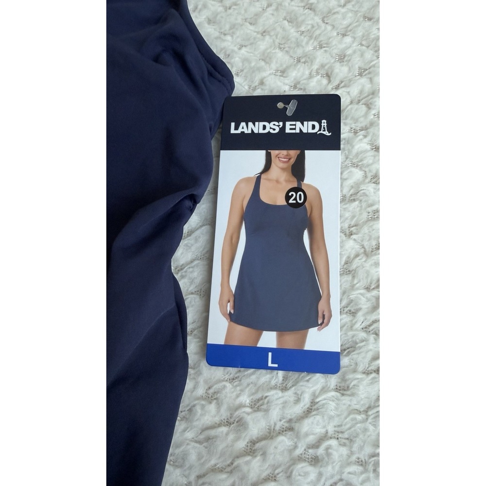 Lands End Women's Navy Blue One Piece Swim Dress Size Large